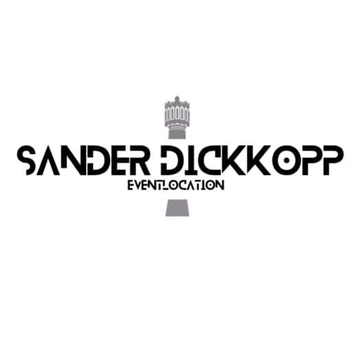 Sander Dickkopp Event-Location Logo mit Leuchtturm, repräsentativ für professionelle Veranstaltungsplanung und -organisation in Deutschland.